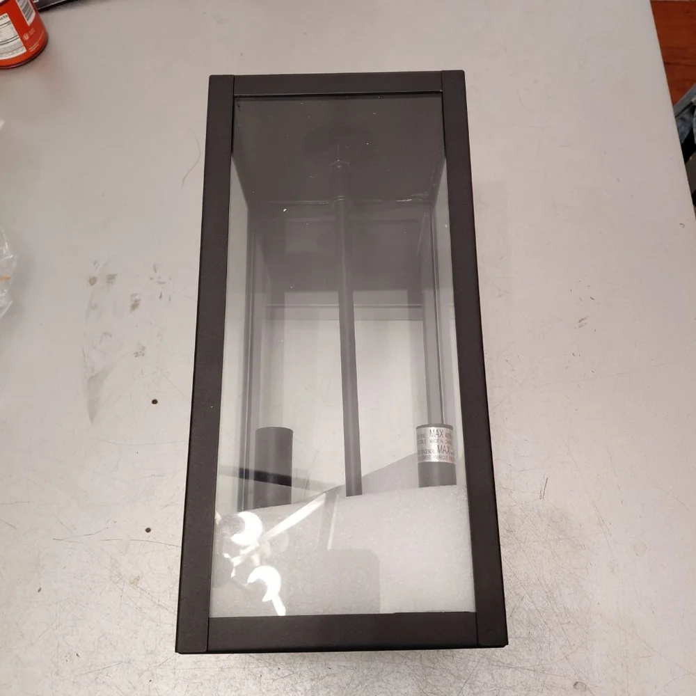 Unbranded Black Modern Rectangular Lantern One Size 15 inches